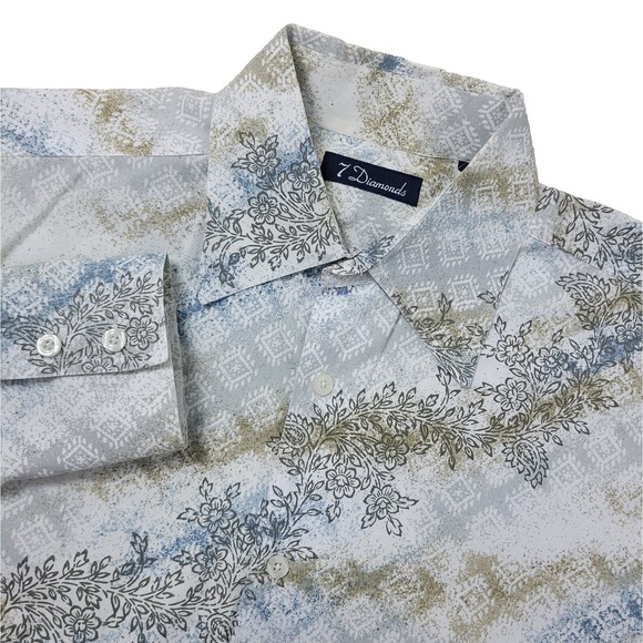 7 Diamonds Mens Large Multicolor Floral Button Up Long Sleeve - Picture 1 of 6